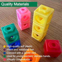 100pcs Fidget Linking Cubes for Learning and Maths with 10 Colours and Shapes