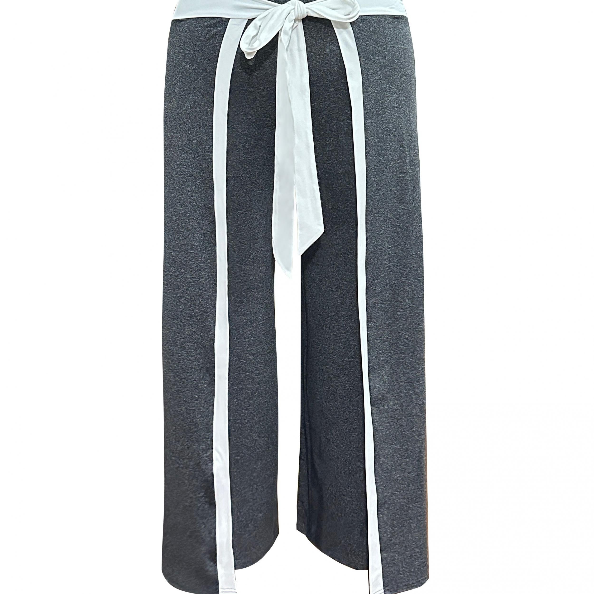  Wide Leg Pants with Layered Bow Knot Detail