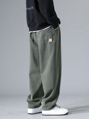 Men's Solid Joggers Pockets Active Drawstring Trousers