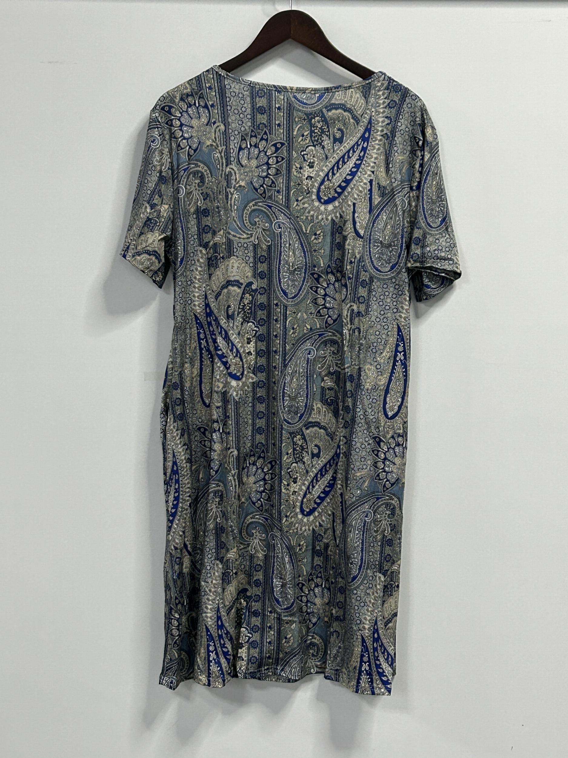  Boho Dress Women's Plus Paisley Print Short Sleeve Round Neck Dress