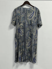  Boho Dress Women's Plus Paisley Print Short Sleeve Round Neck Dress