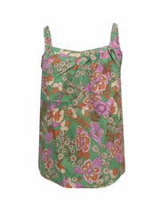 Floral Print Pleated Cami Top Women's Sleeveless Top