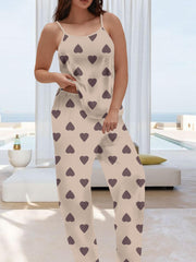 Heart Print Cami Top & Pants Lounge Set