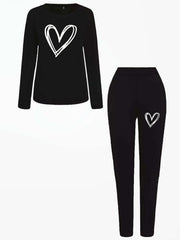  Heart Print Top & Leggings 2 Piece Set