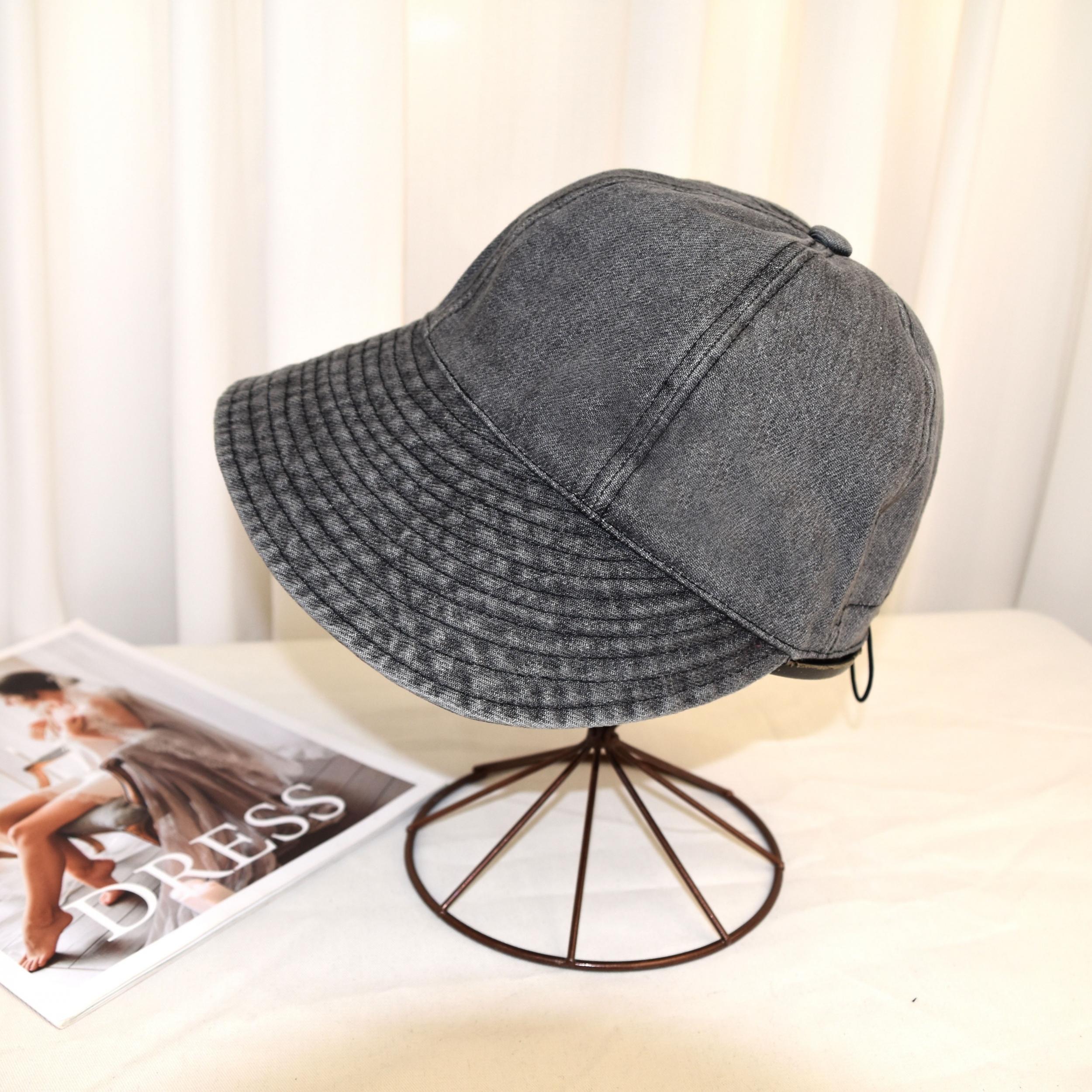 Vintage Denim Sun Hat Wide Brim Bucket Hat for Women