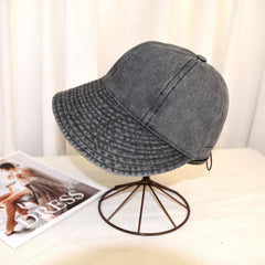 Vintage Denim Sun Hat Wide Brim Bucket Hat for Women