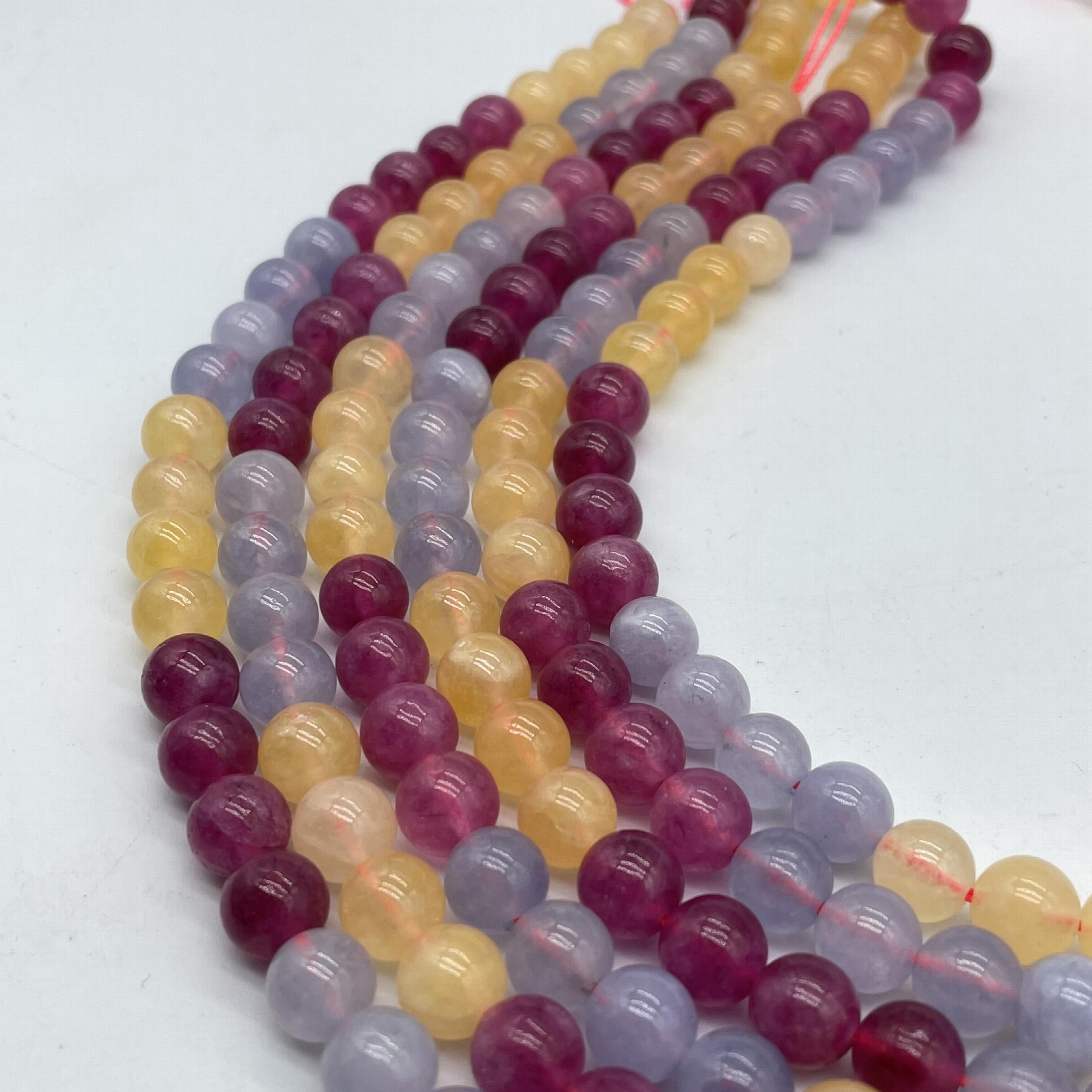 6mm Tricolor Crystal Aquamarine Citrine Pink Tourmaline Bar