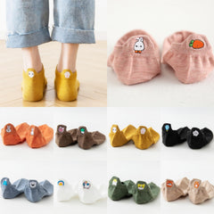 Animal Embroidery Socks Lightweight Ankle Stockings
