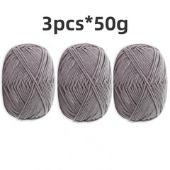 3pcs Beginner Crochet Yarn 100 4 Layers Acrylic Cotton Soft Yarn 50g