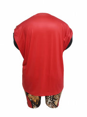 Women's Plus Cross Print Tee & Leopard Shorts Set