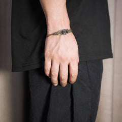 Vintage Brass 3D Flower Bracelet Retro Copper Adjustable Bracelet Gift