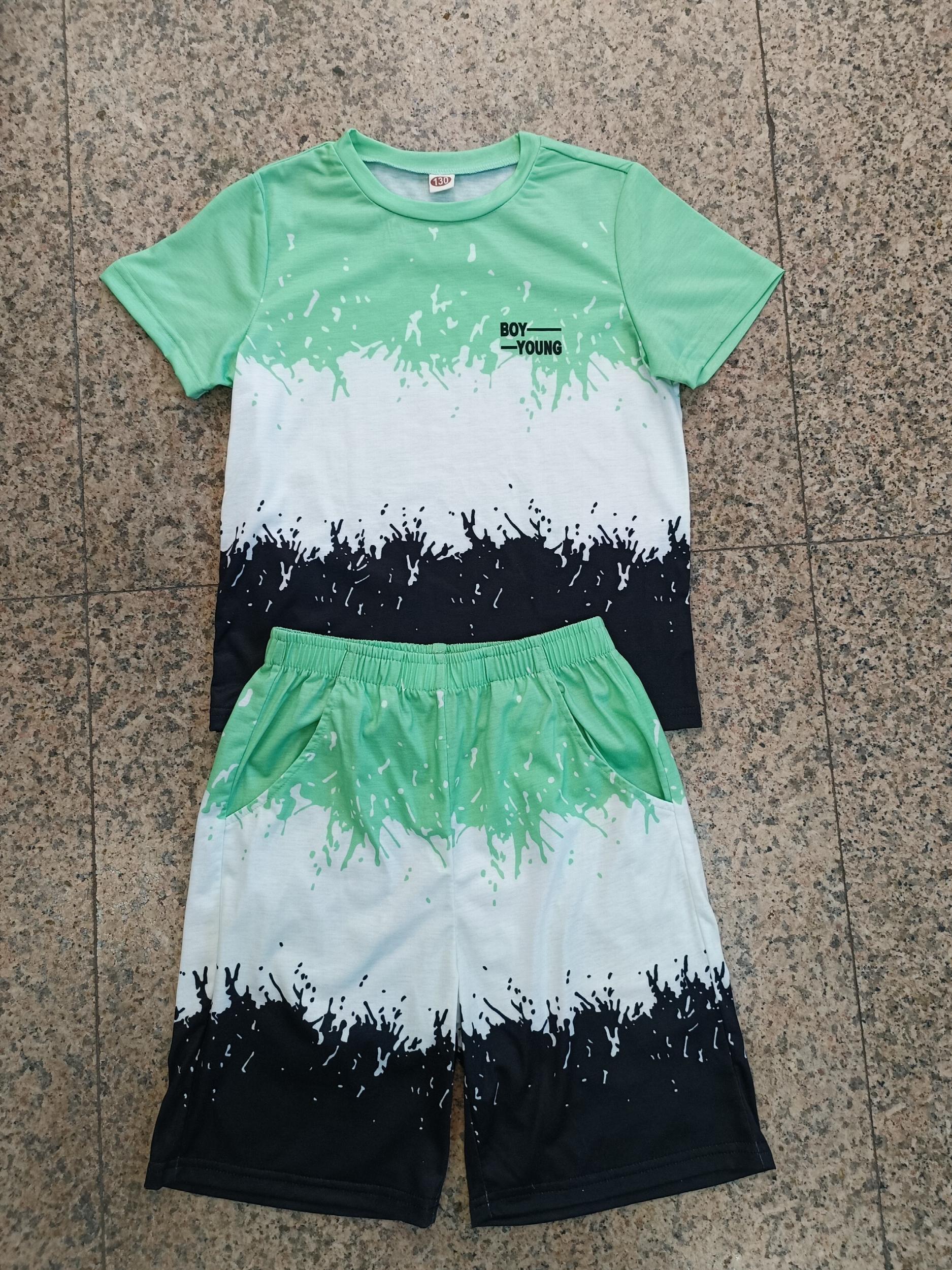 Boys Tie Dye Graphic T Shirt & Shorts Set Kids Summer Clothes