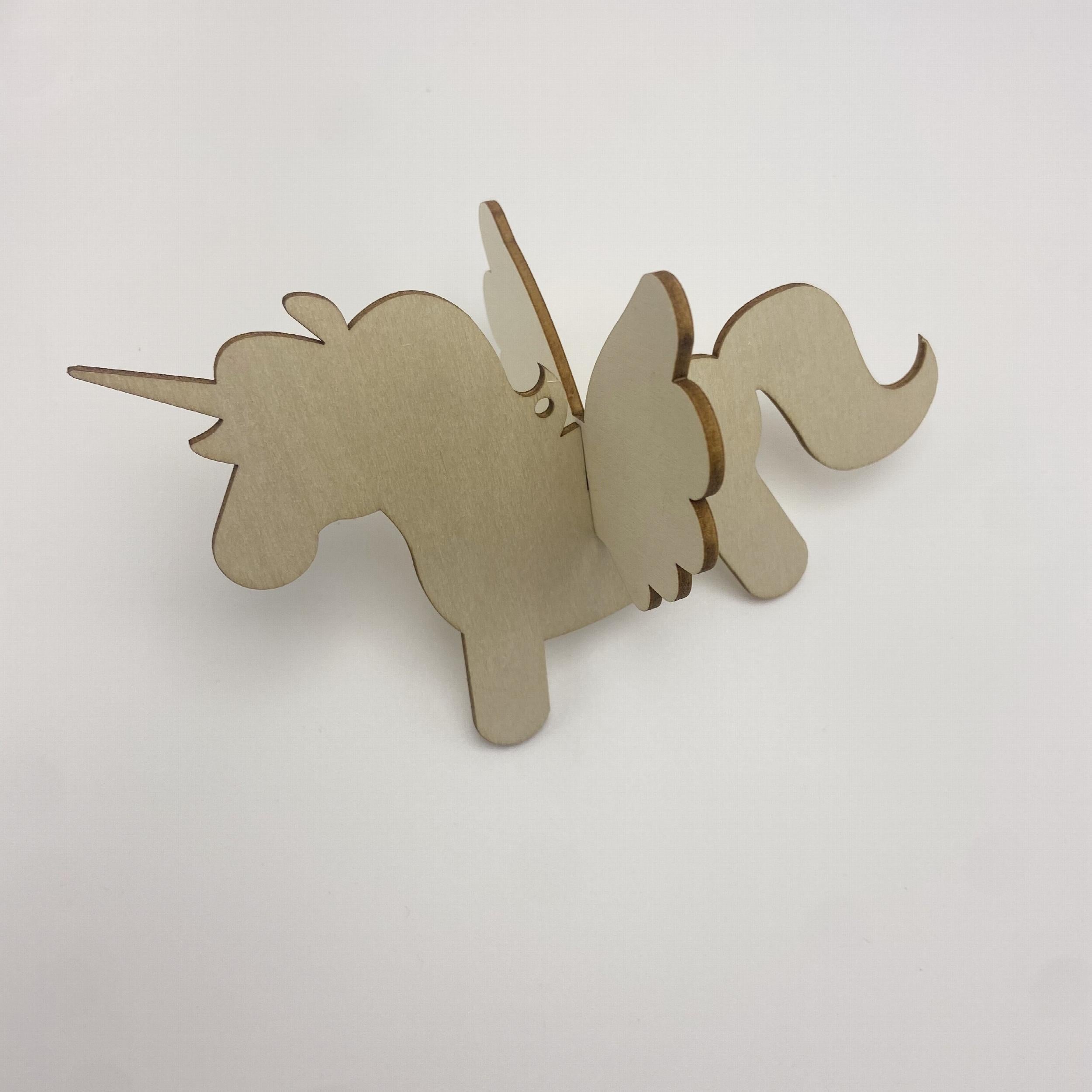 Unfinished Wood Crafts Blank Wood Unicorn Pendant DIY Painting Pony Set