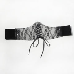 Lace Up Corset Belt Lace Floral Wide Waistband