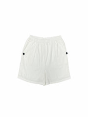  Solid Button Elastic Waist Shorts With Pockets