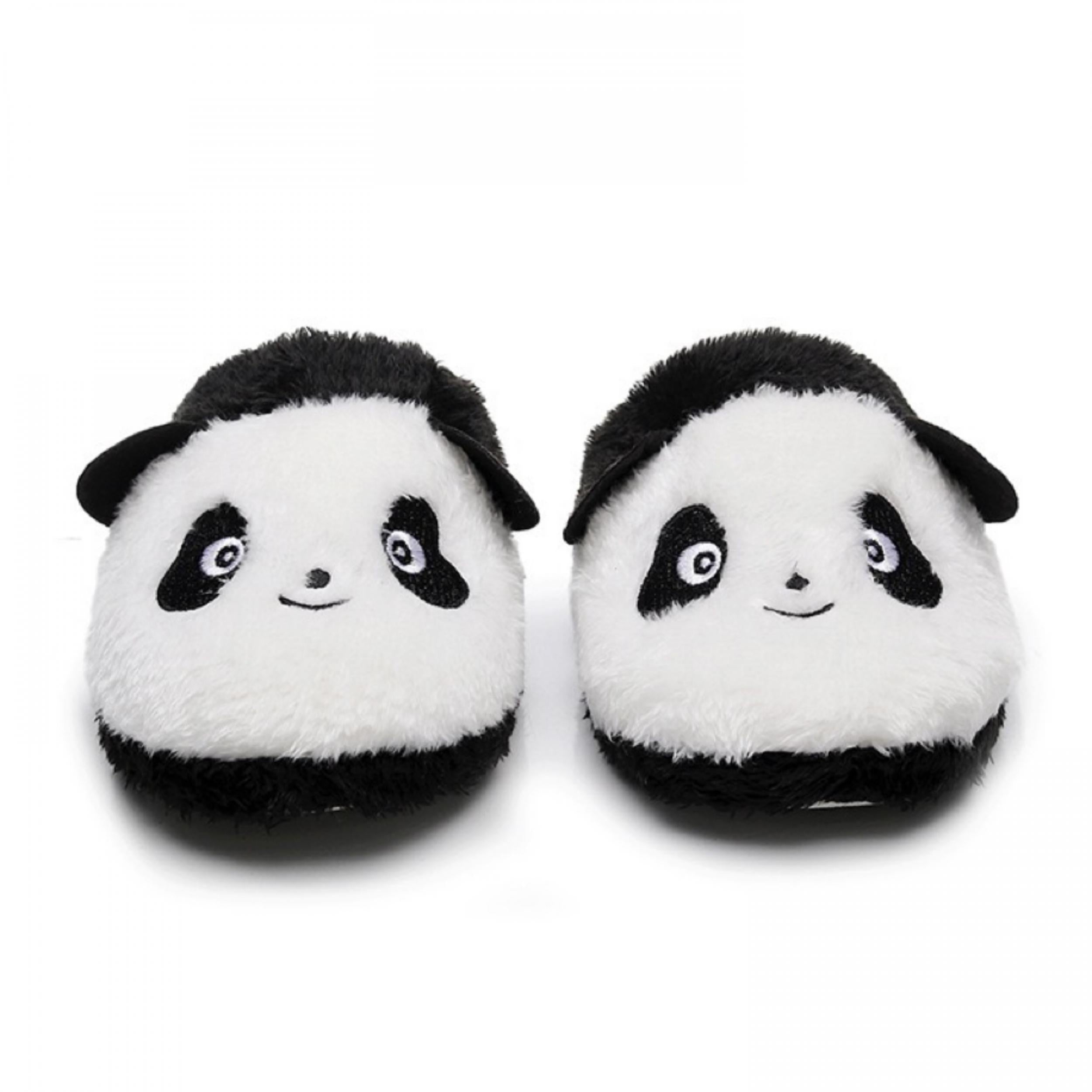 Women's Panda Pattern Slippers Plush Lined Slip On Shoes