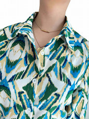  Allover Print Long Sleeve Button Up Shirt