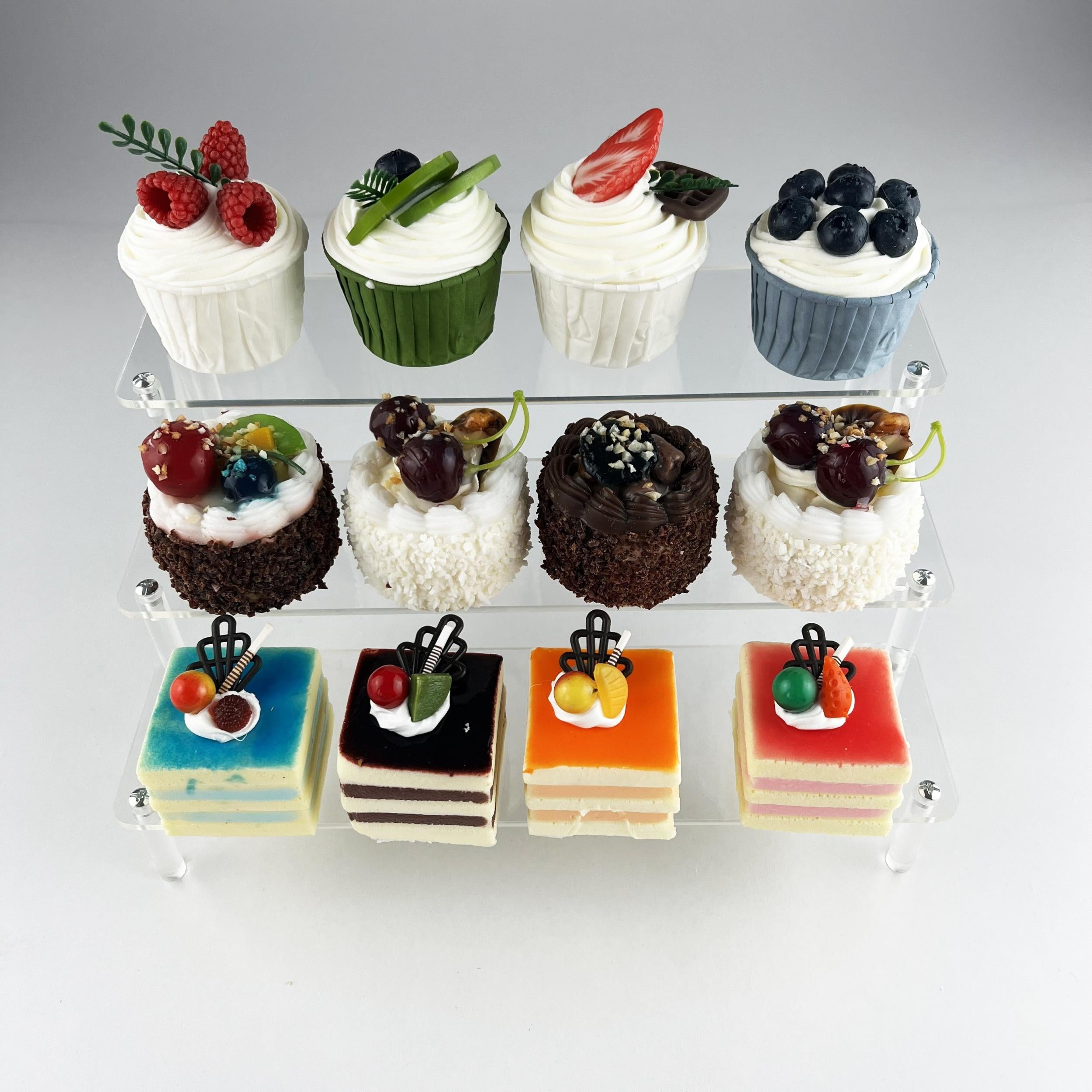 Acrylic Display Risers Clear Shelf Cupcake Stand Steps Organizer Decor