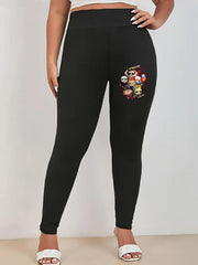 Women's Plus Horror Figure Print High Rise Skinny Leggings
