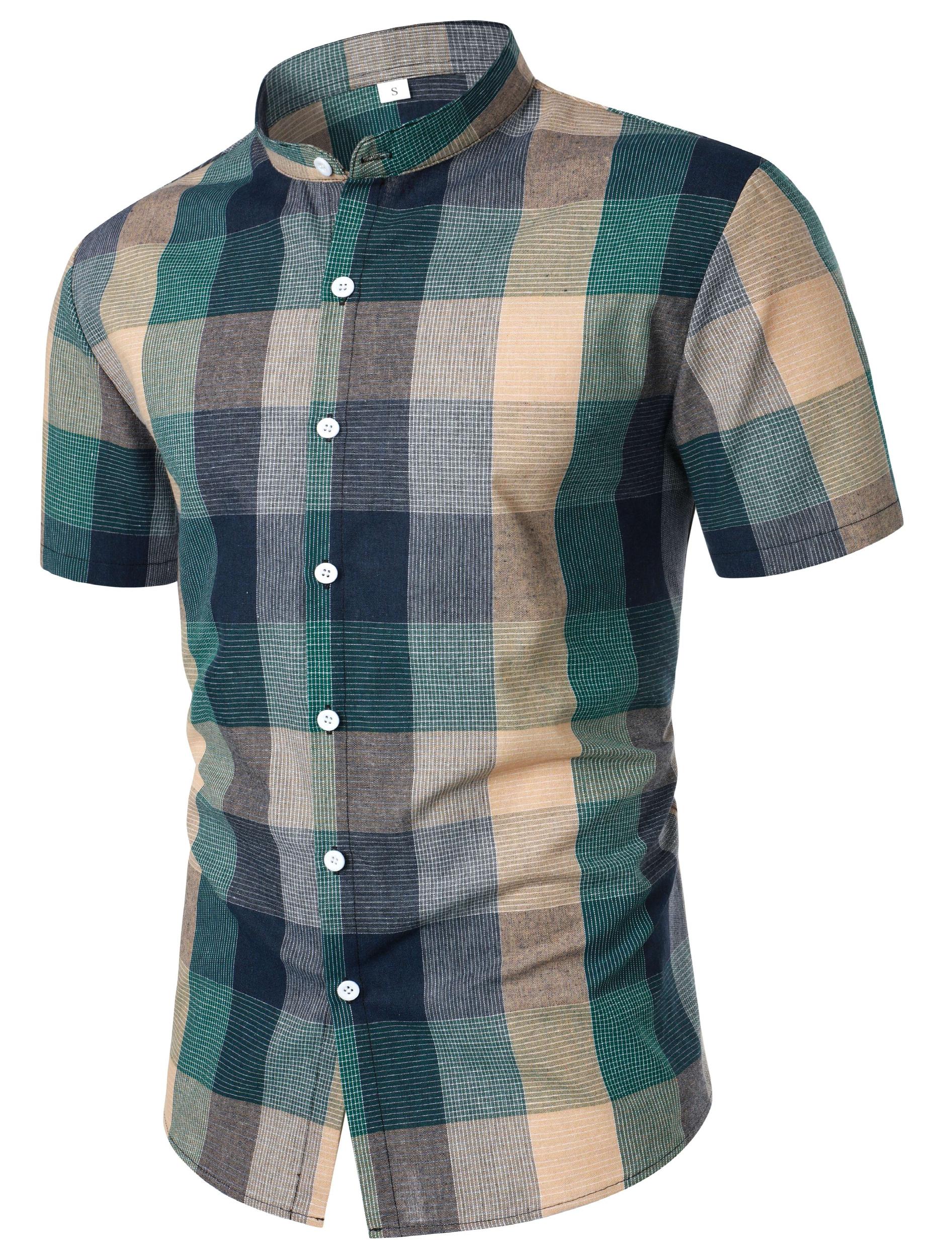 Plaid Print Men's Casual Short Sleeve Shirt