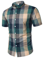 Plaid Print Men's Casual Short Sleeve Shirt