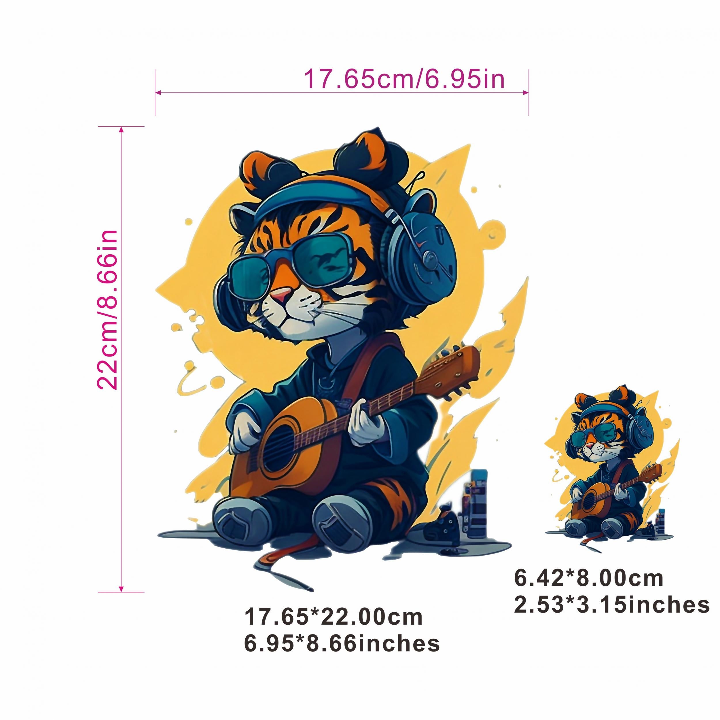 Rock Tiger Heat Transfer Stamping Patches For Men T shirt Hat Pillow