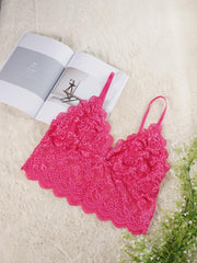 Floral Embroidery Longline High Stretch Bra Plus Size Women's Plus