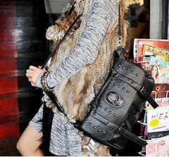 Punk Skull Rivet Shoulder Handbag School Satchel