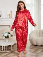  Satin Sun & Star Print Pajama Set