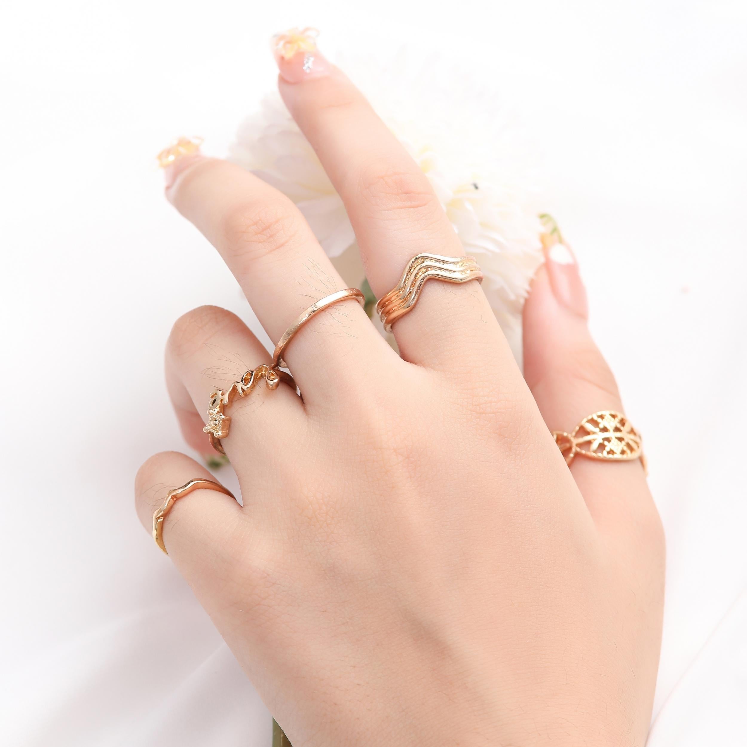 36pcs Mixed Golden Ring Set for Daily Decoration