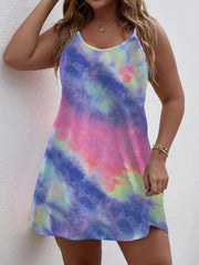 Tie Dye Criss Cross Back Cami Dress