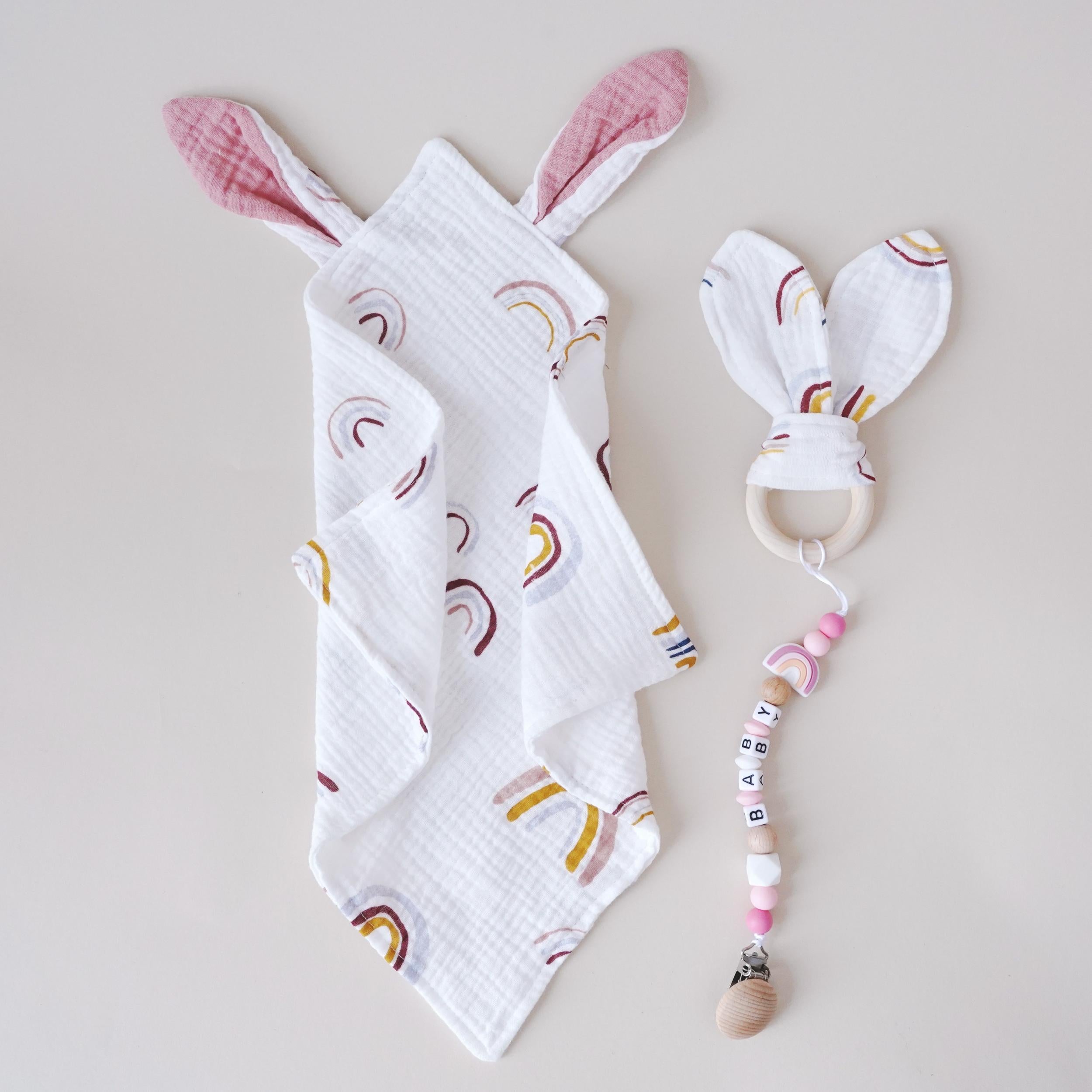 Soothing Towel Doll & Rabbit Ear Sleeping Companion Gift Set for Babies