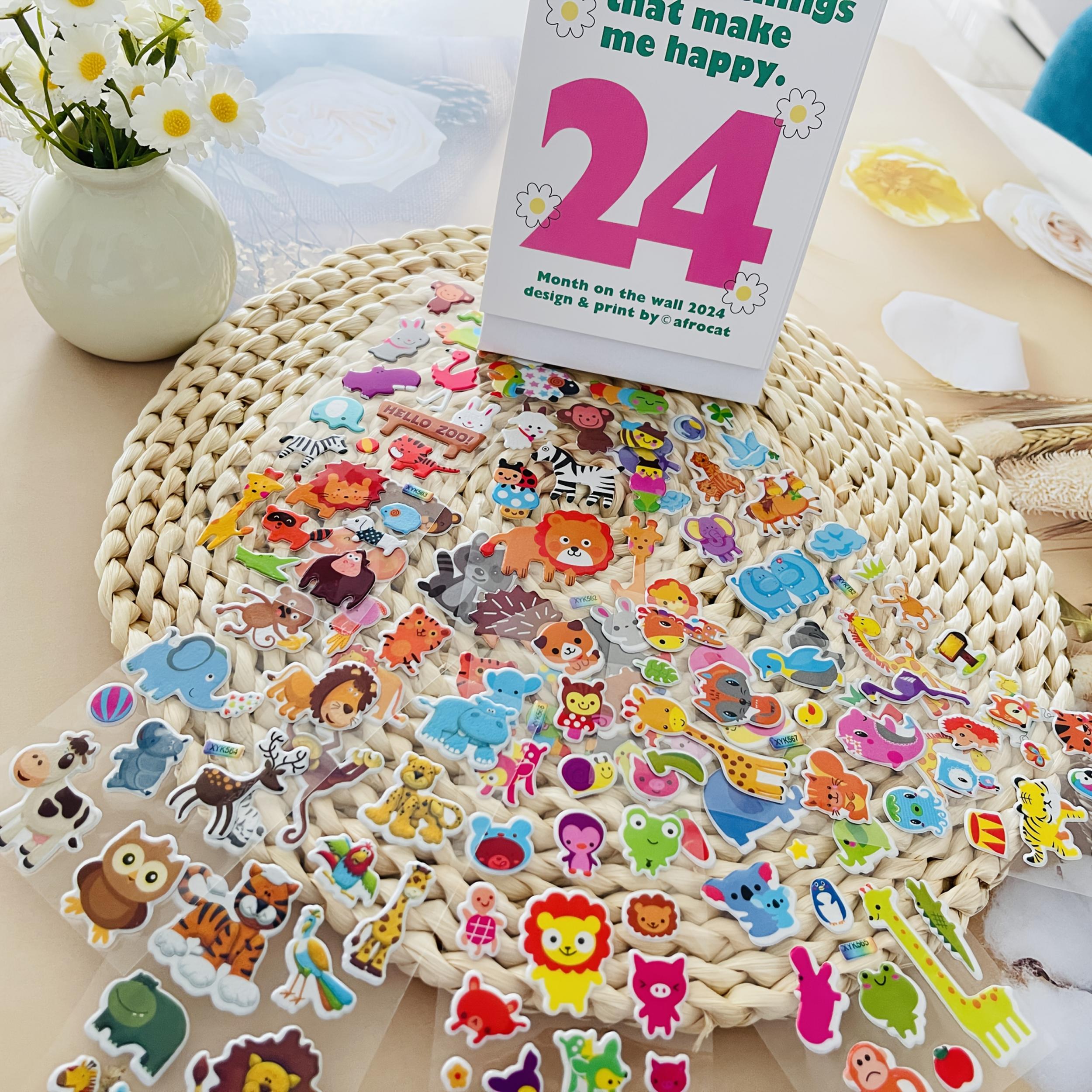 8 Zoo Animal Stickers Lion Deer Owl Monkey Leopard Scrapbooking Decals