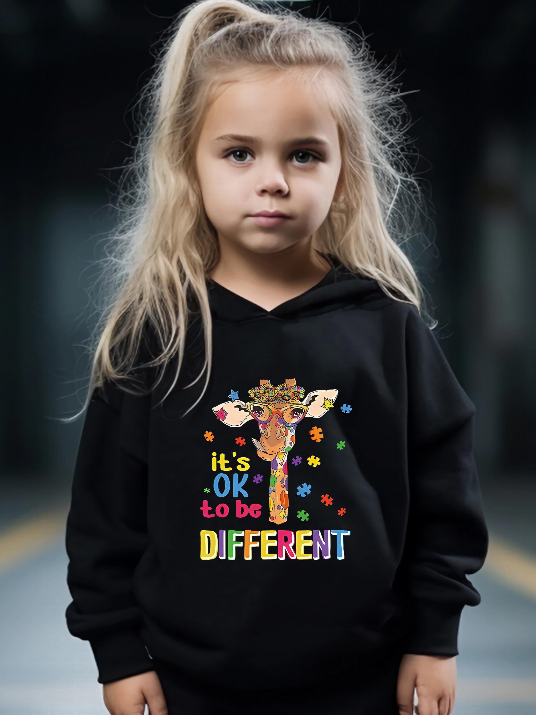Giraffe Print Hoodie & Pants Set for Girls, Sporty Outfit