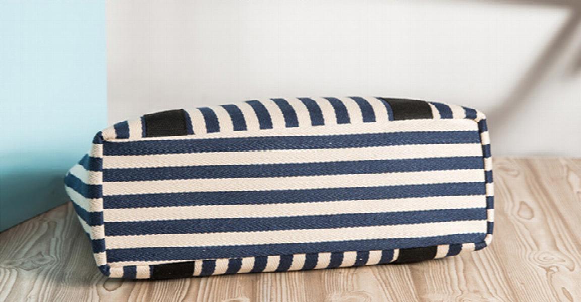 Casual Canvas Women Shoulder Bag Large Capacity Stripe A4 Lady Handbag Tote