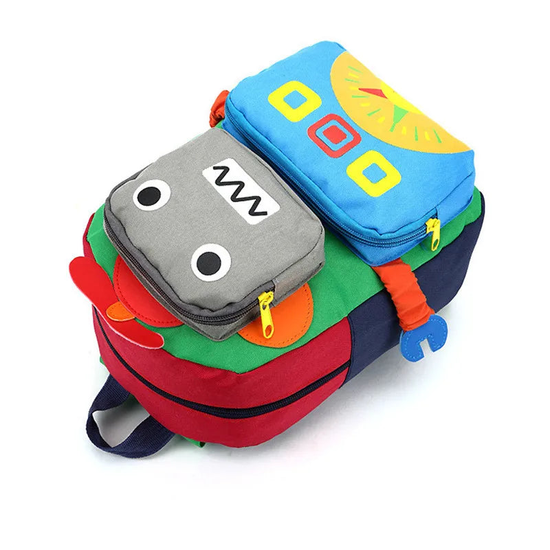 Cartoon Robot Kids Backpack Orthopedic School Bag