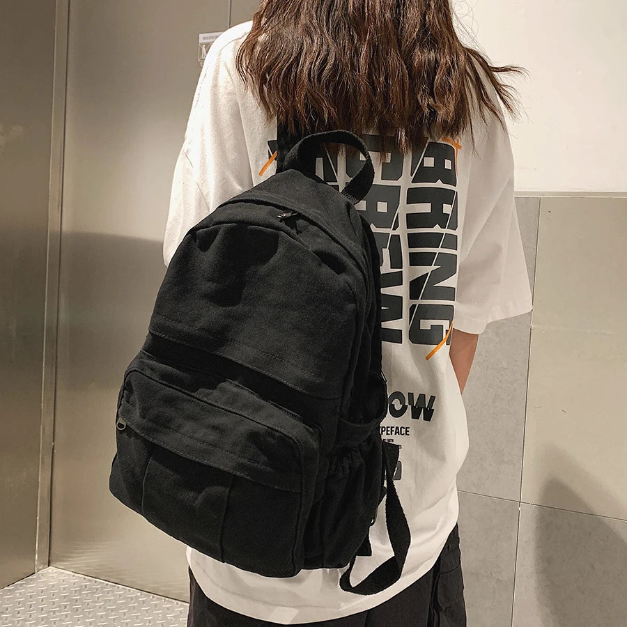 Retro Casual Travel Backpack for Women High Capacity Bagpack Zipper SchoolBag