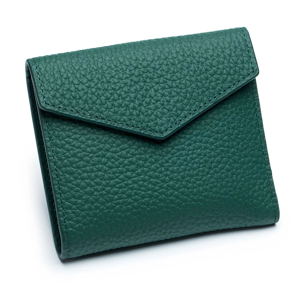 Lychee Pattern Wallet Women's First Layer Cowhide Card Slot
