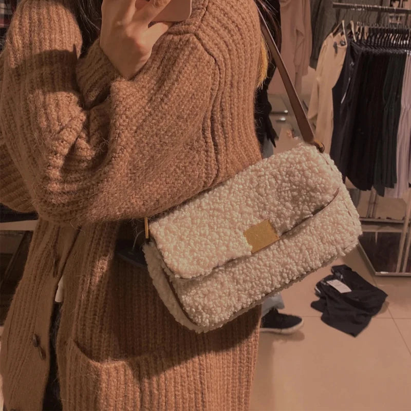 Faux Fur Women's Shoulder Bag Winter Handbag