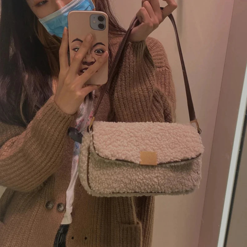 Faux Fur Women's Shoulder Bag Winter Handbag