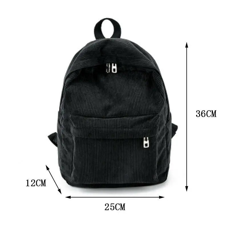 Women Corduroy Travel School Backpack Satchel Bag Shoulder Rucksack