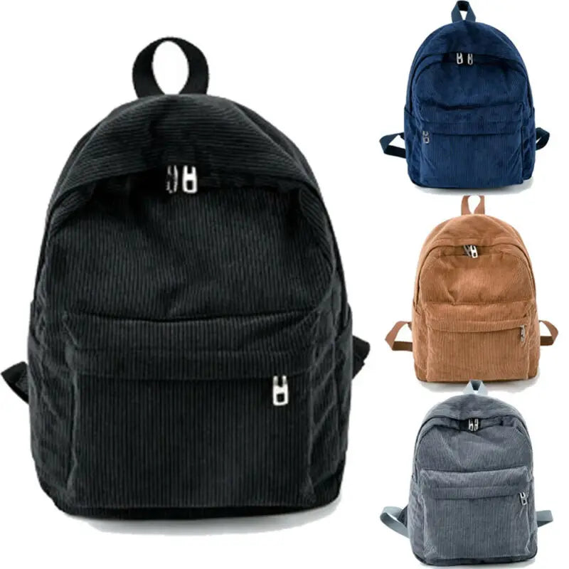 Women Corduroy Travel School Backpack Satchel Bag Shoulder Rucksack