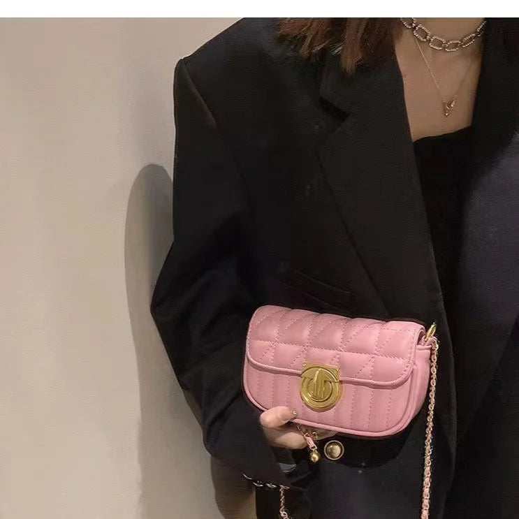 Women's Bead Rhombus Chain Small Square Bag