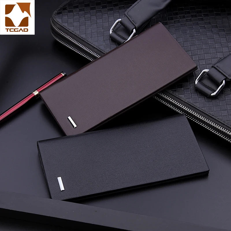 Men's Microfiber Leather Long Wallet Slim Bifold Purse Hombre Billeteras