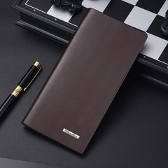 Slim Long Thin Men's Wallet Natural Leather Male Purse Clutch