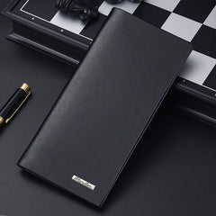 Slim Long Thin Men's Wallet Natural Leather Male Purse Clutch