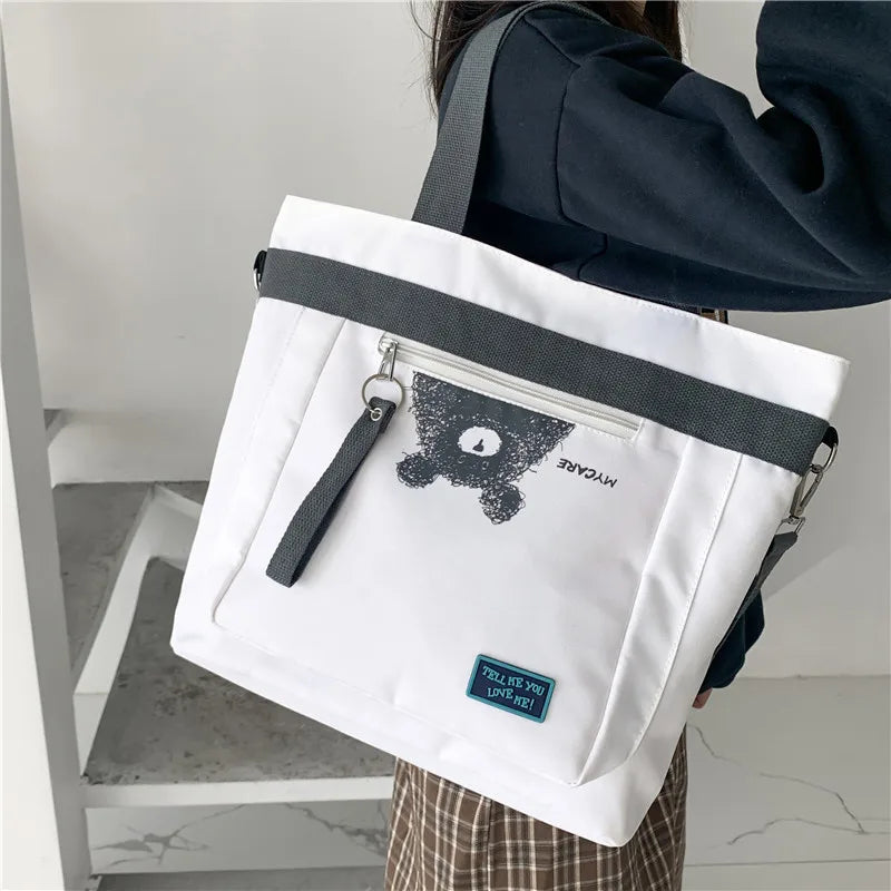 Canvas Shoulder Bag Large Capacity Women Handbag