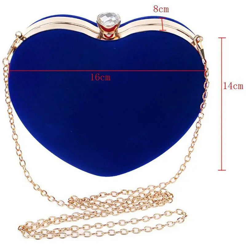 Heart Shape Clutch Bag Blue Evening Purse