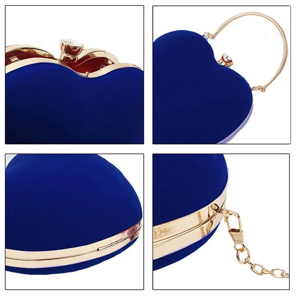 Heart Shape Clutch Bag Blue Evening Purse
