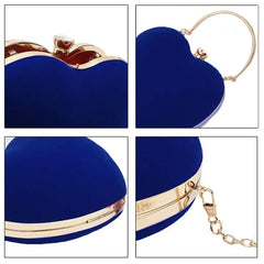 Heart Shape Clutch Bag Blue Evening Purse